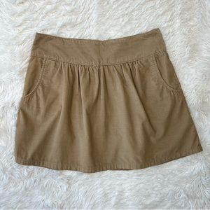 Old Navy tan corduroy mini skirt a line wide waistband band pockets Sz 4